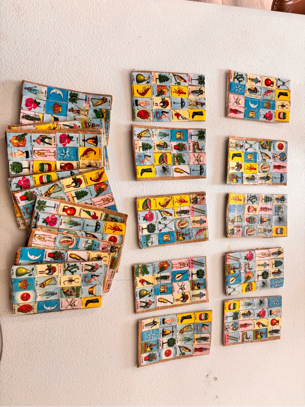 Lot of Vintage Lotería Game Boards - Colorful Mexican  Cards 21 pieces